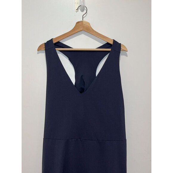 Fabletics Sleeveless Navy Blue Racerback Mini Dress With V-Neckline & Draped Wom - Picture 2 of 10